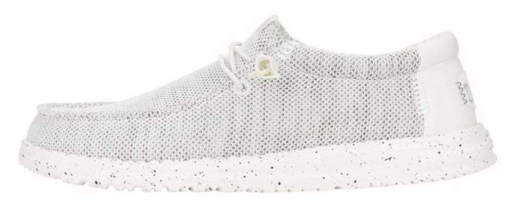 NEW HEY DUDE men's wally stretch sox casual slip on shoe in stone/white